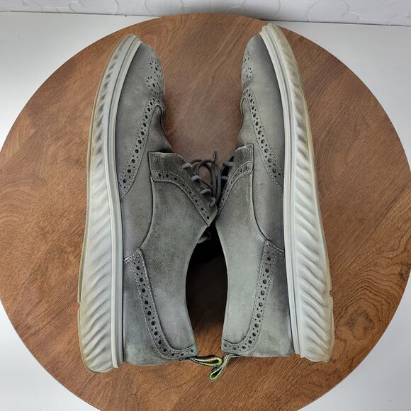 ECCO Mens St 1 Hybrid Lite Brogue Wingtip Magnet Shoes 10 Gray Leather Oxford - Picture 12 of 16